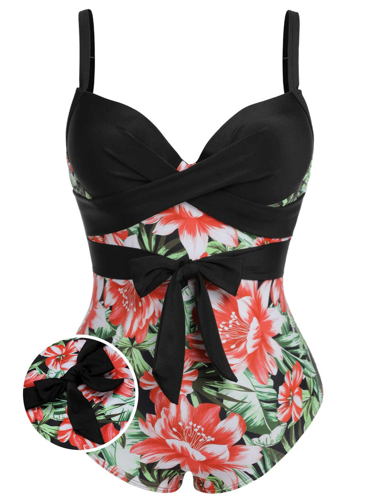 Woobilly® Plus Size Tropical Print Swimsuit One Piece  Boho Bathing Suit