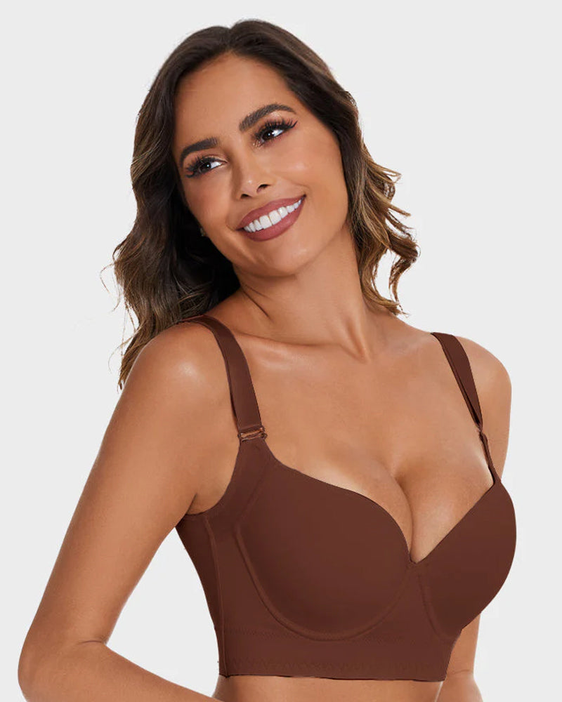 Push-Up Back Smoothing Bra 2 Pcs Beige+Brown