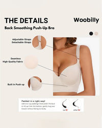 Back Smoothing Push-Up Bra For Women 3 Pcs Black+Brown+Beige
