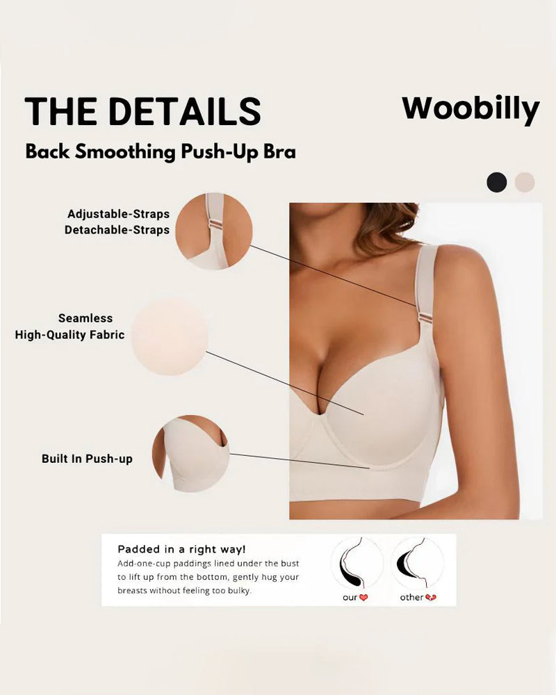 Back Smoothing Push-Up Bra For Women 3Pcs Beige+Beige+Black