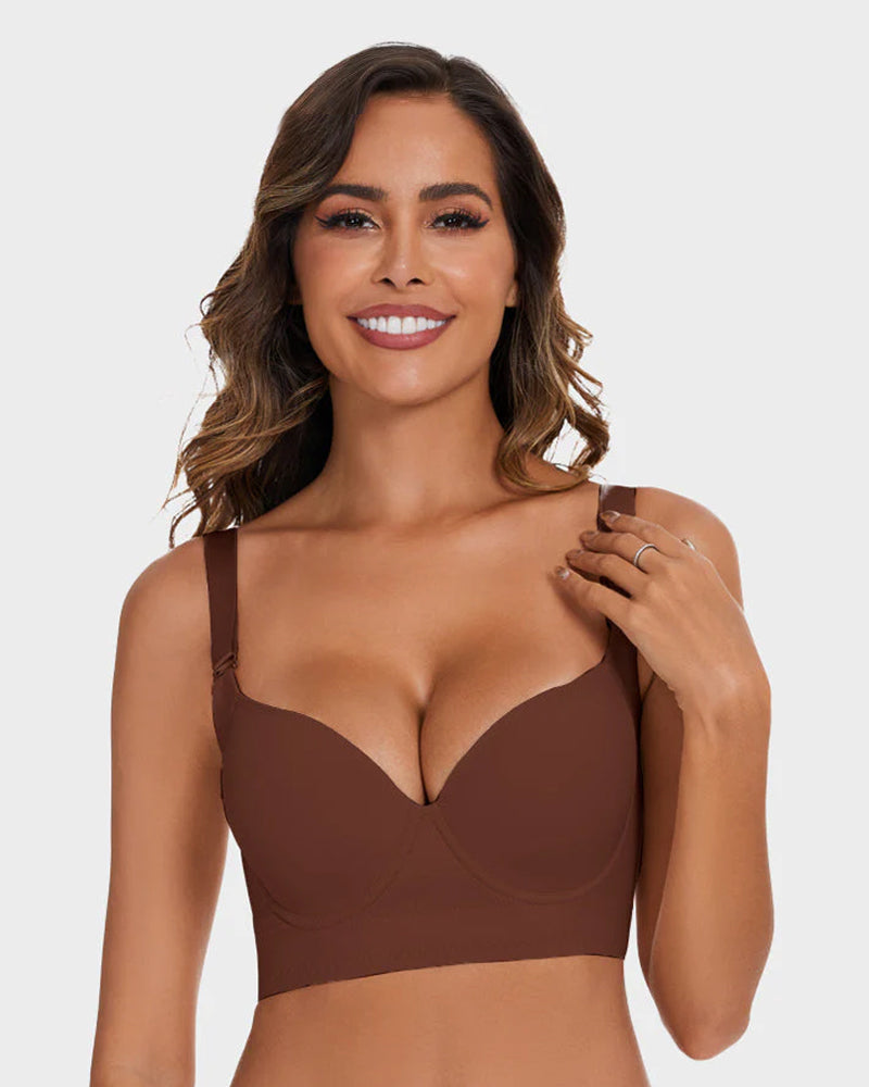 Push-Up Back Smoothing Bra 2 Pcs Beige+Brown