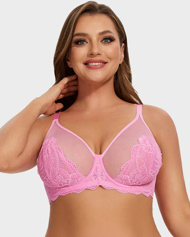Full Coverage Lace Minimizer Bra - Mermaid Black+Black(2 PACK)