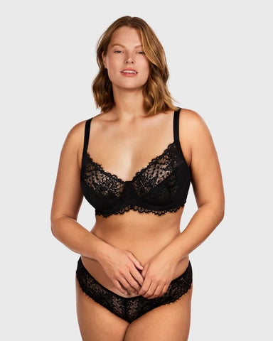 Woobilly® Black Sunflower Underwire Lace Bra