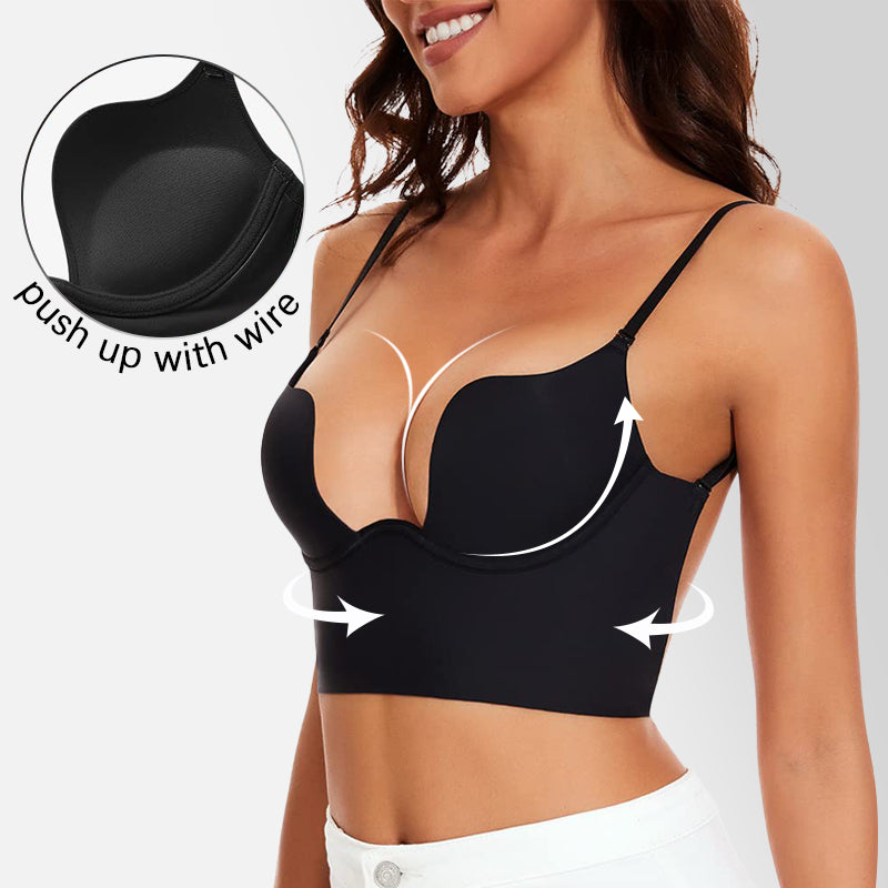 Woobilly®Low Back Secret Plunge Bra - Black+White (2 Pack)