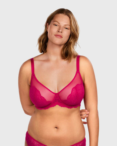 Woobilly® Blossom Pink Unlined Lace Bra