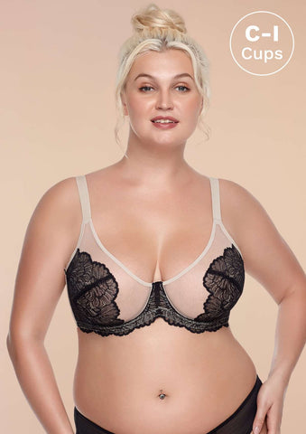 Woobilly® Blossom Black Unlined Lace Bra
