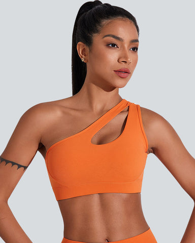 Low Support One Shoulder Backless Yoga Sports Bra