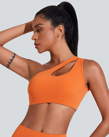 Low Support One Shoulder Backless Yoga Sports Bra