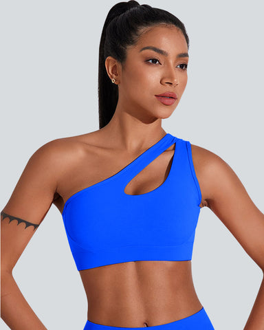 Low Support One Shoulder Backless Yoga Sports Bra