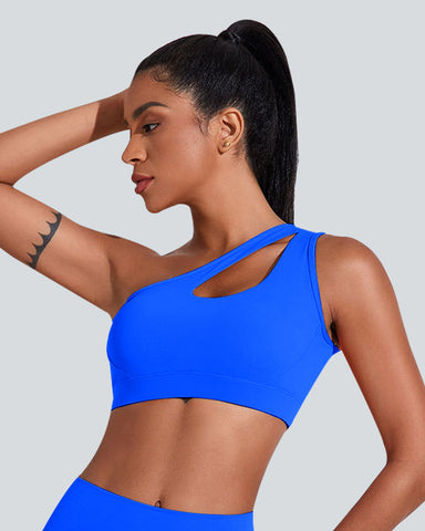 Low Support One Shoulder Backless Yoga Sports Bra