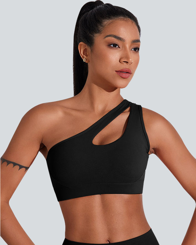 Low Support One Shoulder Backless Yoga Sports Bra