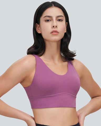 Seamless Ruched Double Straps Backless Crisscross Sports Bra