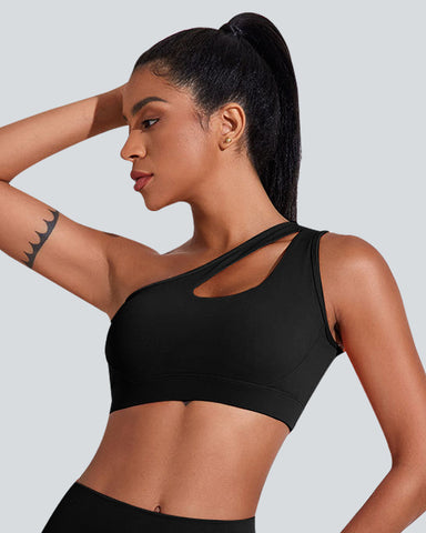 Low Support One Shoulder Backless Yoga Sports Bra