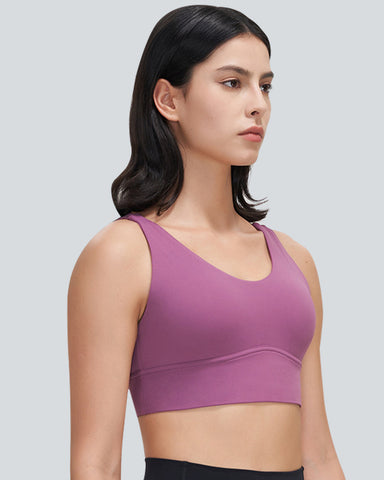 Seamless Ruched Double Straps Backless Crisscross Sports Bra