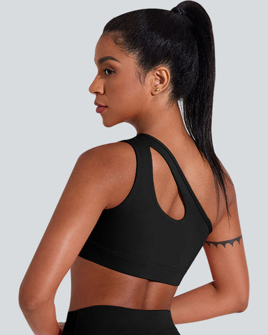 Low Support One Shoulder Backless Yoga Sports Bra