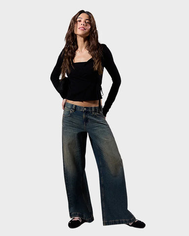 Low Rise Baggy Jeans | Dark Blue Denim
