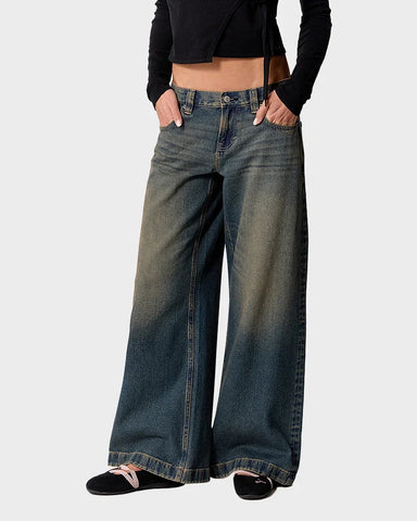 Low Rise Baggy Jeans | Dark Blue Denim