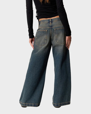 Low Rise Baggy Jeans | Dark Blue Denim