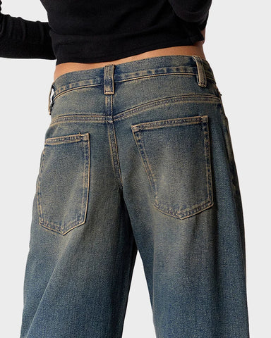 Low Rise Baggy Jeans | Dark Blue Denim