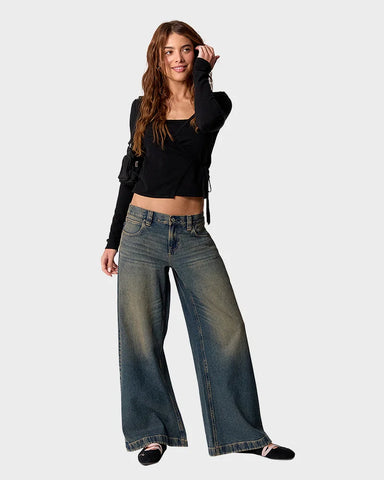 Low Rise Baggy Jeans | Dark Blue Denim