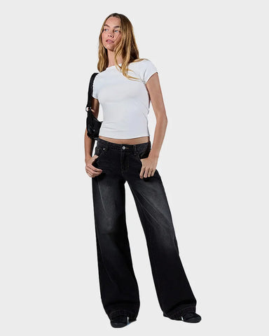 Relaxed Fit Low Rise Baggy Jeans For Everyday Style Cotton Denim