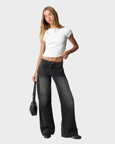 Relaxed Fit Low Rise Baggy Jeans For Everyday Style Cotton Denim