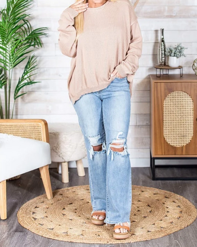90s High Rise Distressed Straight Leg Jeans