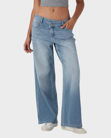 Asymmetric Low Rise Baggy Wide Leg Jeans