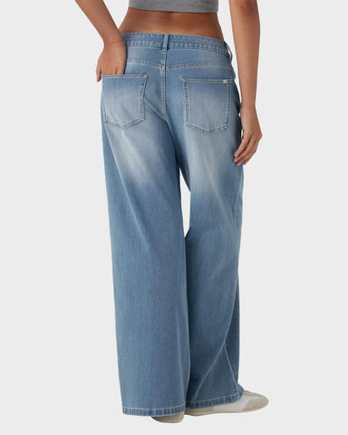 Asymmetric Low Rise Baggy Wide Leg Jeans