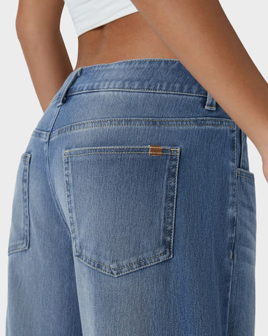 Asymmetric Low Rise Baggy Wide Leg Jeans