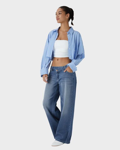Asymmetric Low Rise Baggy Wide Leg Jeans