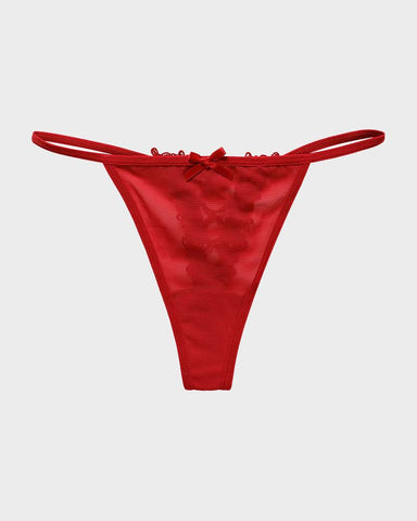 Panty V-string de malla con encaje