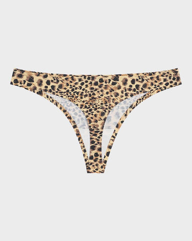 Tanga sin costuras con estampado animal de talle bajo