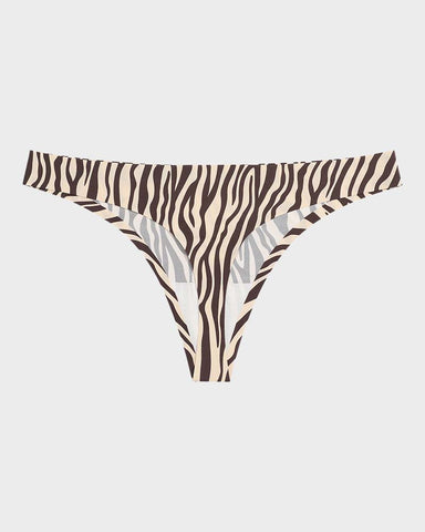 Tanga sin costuras con estampado animal de talle bajo