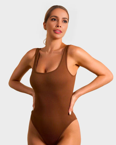 Wide Strap Backless Thong Bodysuit