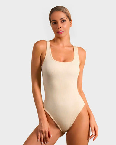 Wide Strap Backless Thong Bodysuit