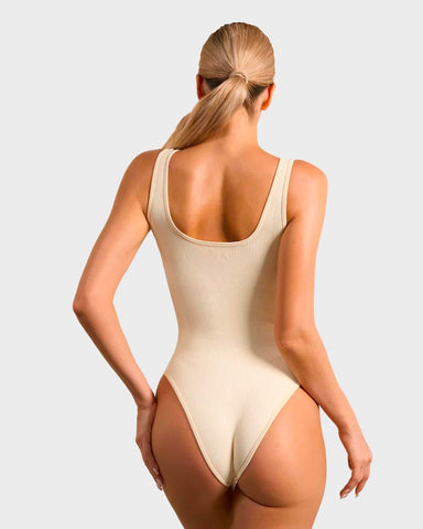 Wide Strap Backless Thong Bodysuit