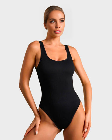 Wide Strap Backless Thong Bodysuit