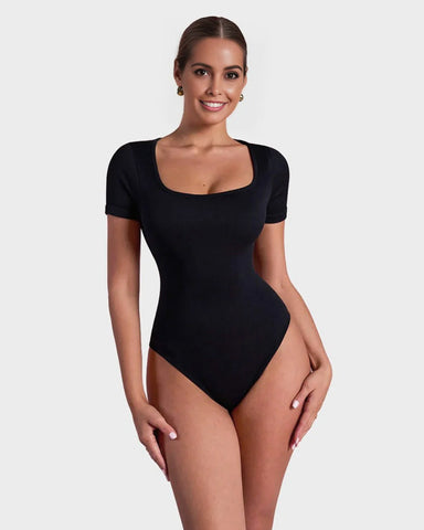 Basic Square Neck Thong Bodysuit