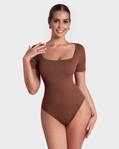 Basic Square Neck Thong Bodysuit