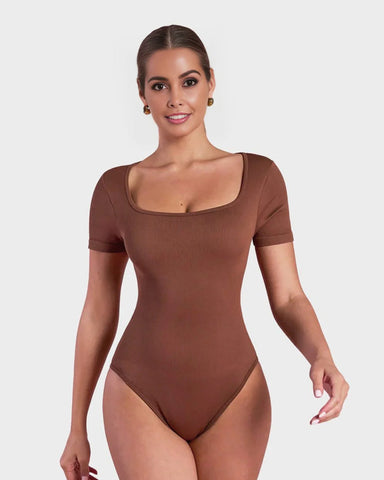 Basic Square Neck Thong Bodysuit