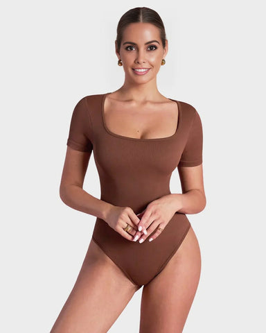 Basic Square Neck Thong Bodysuit