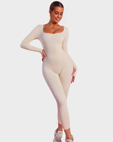 Long Sleeve Square Neck Full Body Shaper Jumpsuit