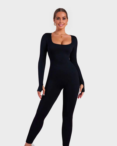 Long Sleeve Square Neck Full Body Shaper Jumpsuit