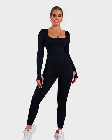 Long Sleeve Square Neck Full Body Shaper Jumpsuit