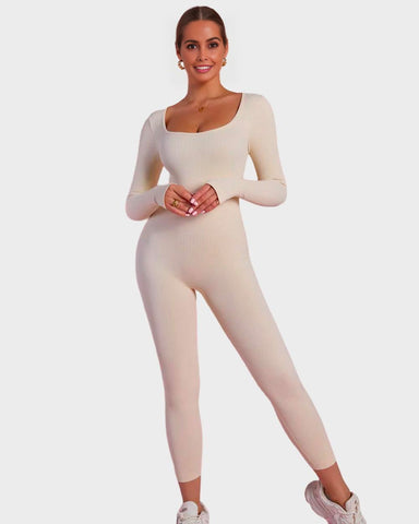 Long Sleeve Square Neck Full Body Shaper Jumpsuit