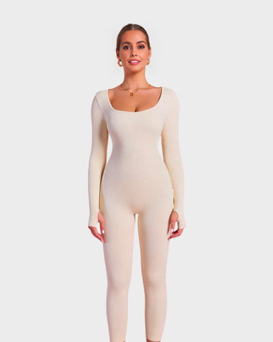 Long Sleeve Square Neck Full Body Shaper Jumpsuit