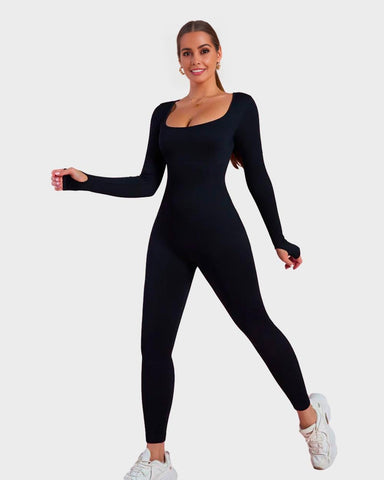 Long Sleeve Square Neck Full Body Shaper Jumpsuit