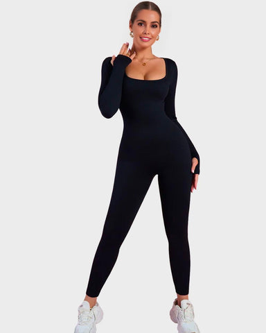 Long Sleeve Square Neck Full Body Shaper Jumpsuit