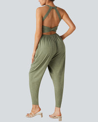Backless Twisted Harem Casual Jumpsuit-Easy Peezy